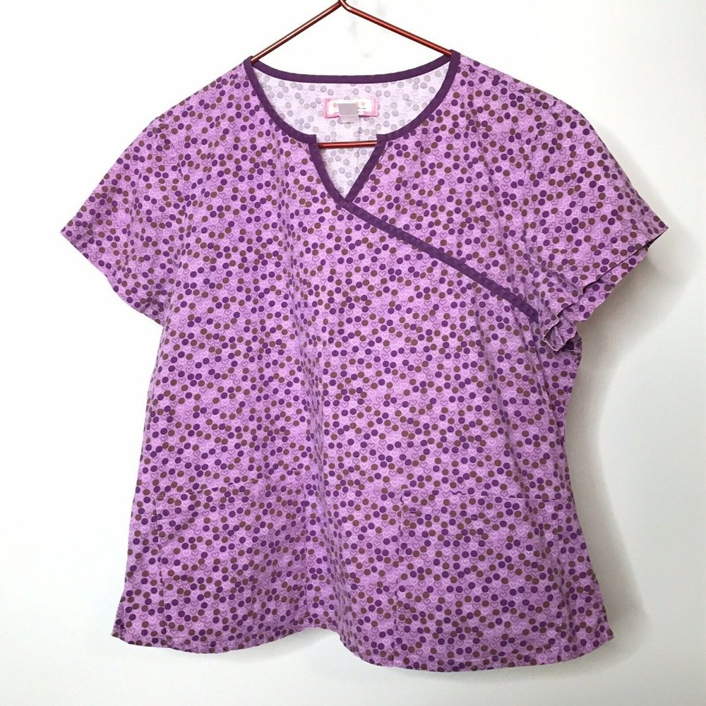 Koi by Kathy Peterson Scrub Top Size XL Hearts